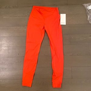 Lululemon align HR Pant 28”, size 8, bright orange/red